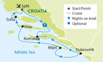 Map of tour Croatian Island Hopping