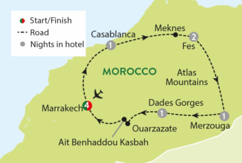 Map of tour Moroccan Culture, History and Landscapes