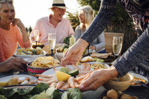 Over 50s Eating Italian Food