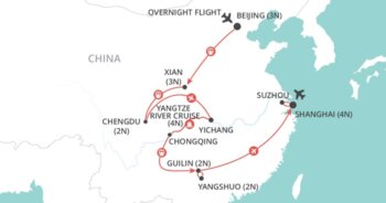 Map of tour China’s Great Cultural and Scenic Icons