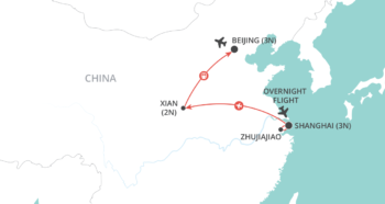 Map of tour Ten-Day Historical and Cultural China Tour