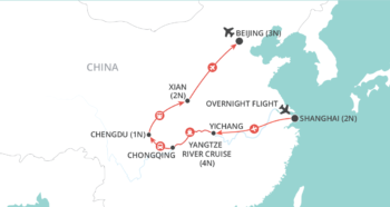 Map of tour Historic China and Yangtze River Cruise