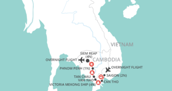 Map of tour Cambodia and Vietnam Tour and Luxury Mekong Cruise