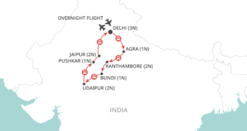 Map of tour Great Value Inspiring Tour of India