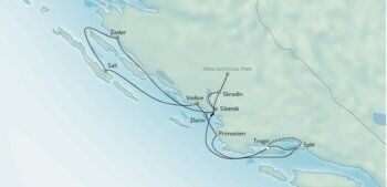 Map of tour Adriatic Croatia Coastal Cruise