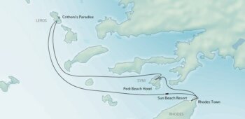 Map of tour Inclusive Over-50s Rhodes and Aegean Islands Catamaran Tour