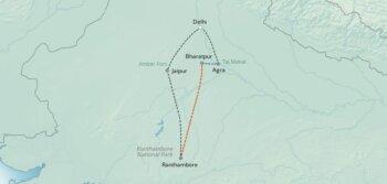 Map of tour India’s Golden Triangle and Tiger Trail