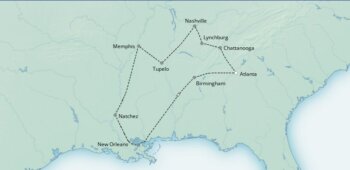 Map of tour Cultural and Historical Tour of the Deep South