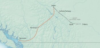 Map of tour Vancouver and the Rocky Mountains