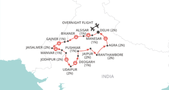 Map of tour Fabulous Tour of Historic and Scenic Rajasthan