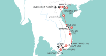 Map of tour Two-Week Best of Vietnam Cultural and Scenic Tour