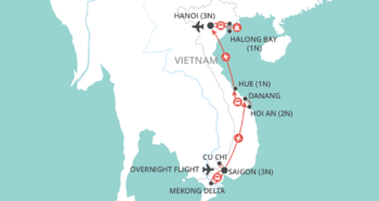 Map of tour Best of Vietnam Tour