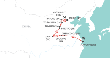 Map of tour Historical Luxury Inclusive Tour of China