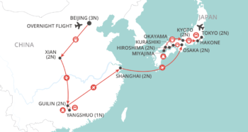 Map of tour China &amp Japan Ancient History Tour