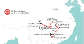 Map of tour Natural Wonders Tour of China