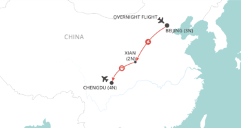 Map of tour Historic China and Pandas – Christmas Special