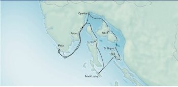 Map of tour Croatia Coast and Islands Cruise