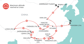 Map of tour Luxury China Complete Tour