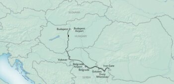 Map of tour Budapest to Belgrade Danube River Cruise