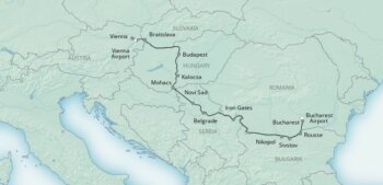 Map of tour Balkan Mountains to Vienna Danube River Cruise