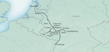 Map of tour Cultural and Wine Town River Cruise of Rhine, Main and Moselle