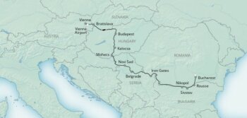 Map of tour Danube Cruise from Vienna to the Balkan Mountains