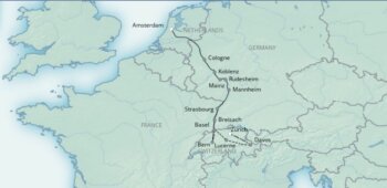 Map of tour Rhine Cruise and Davos Alpine Stay