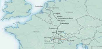 Map of tour Rhine Cruise and Glacier Express