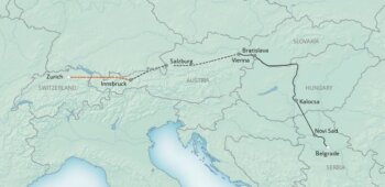 Map of tour Danube Cruise and Swiss Alpine Tour