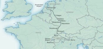 Map of tour Rhine Cruise and Glacier Express to Montreux