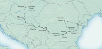 Map of tour Transylvania Stay and River Danube Cruise to Budapest