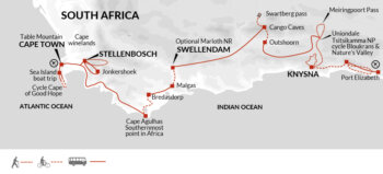 Map of tour Cycle South Africa