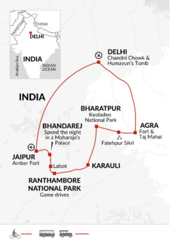 Map of tour Cycle India – The Golden Triangle