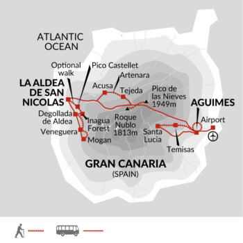 Map of tour Gran Canaria Walking Holiday