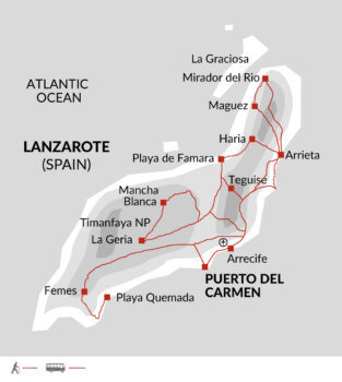 Map of tour Lanzarote Walking Winter Holiday