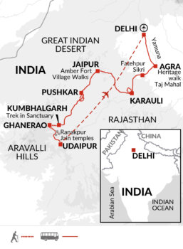 Map of tour Amazing India Cultural Walking Tour Including Rajasthan