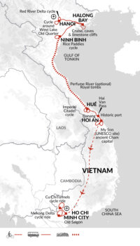 Map of tour Cycle Vietnam