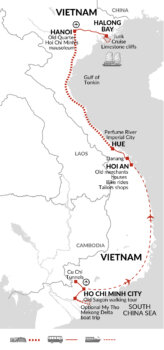 Map of tour Ten-Day Vietnam Highlights