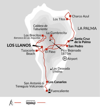 Map of tour Walking La Palma, Canary Islands