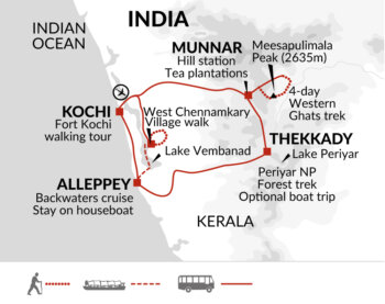 Map of tour India Walking Tour – Kerala