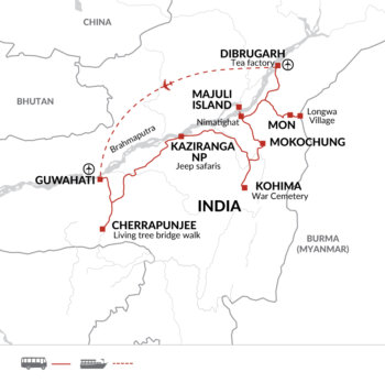 Map of tour Challenging but Magical Visit to Remote Indian Villages