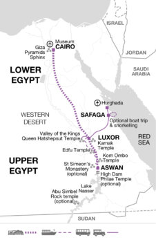 Map of tour Nile History Cruise and Red Sea Relax