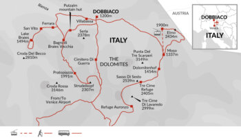 Map of tour Hiking in the Dolomites