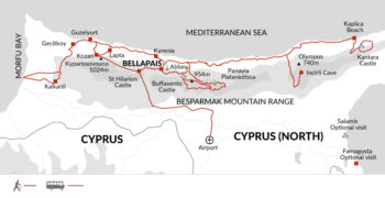 Map of tour Northern Cyprus Walking Tour