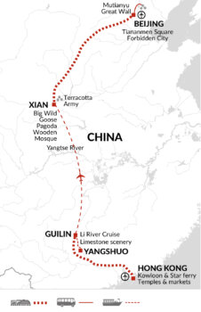 Map of tour Low-Cost Best of China Tour