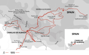 Map of tour Spain Walking in Rural Andalucia