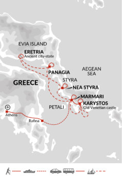 Map of tour Evia Island Greek Cruise and Walking Holiday