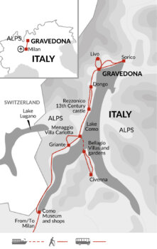 Map of tour Lake Como Walking