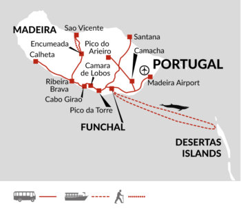 Map of tour Madeira Walking and Boat Holiday