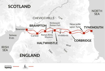 Map of tour Hadrian’s Wall Cycling and History